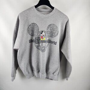 Disneyland Sweatshirt Womens 2XL Vintage Gray Graphic Print Crewneck Sweatshirt